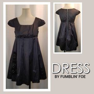Dark Gray Cap Sleeve Baby Doll Mini Dress S